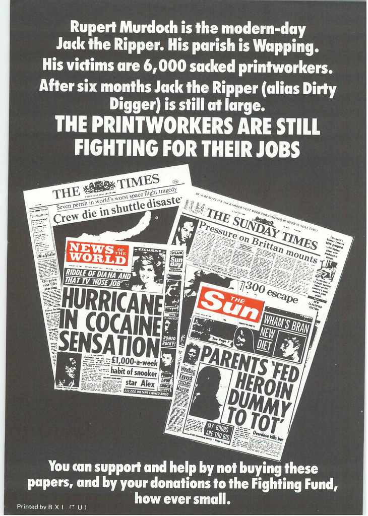 Picture entitled Flyer By Print Supporters 006 from the Wapping Dispute