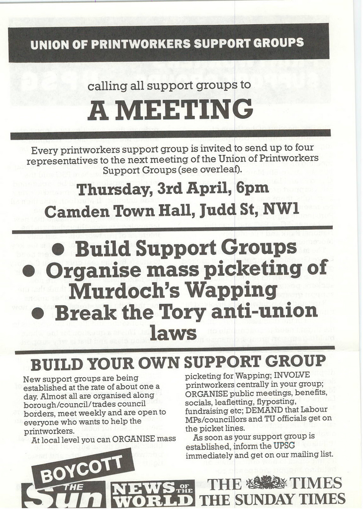 Picture entitled Flyer By Print Supporters 040 from the Wapping Dispute