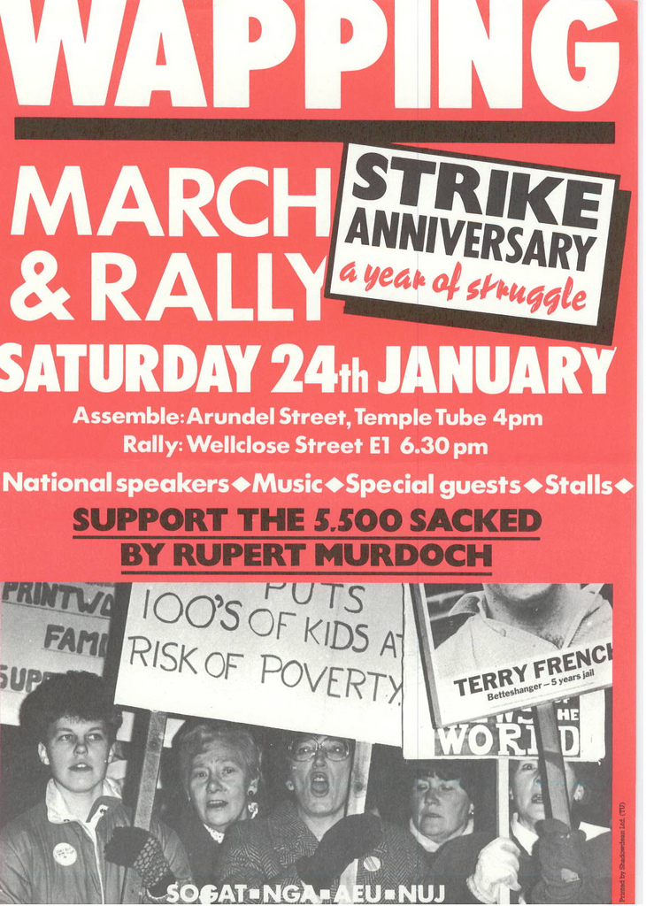 Picture entitled Flyer By Print Supporters 056 from the Wapping Dispute