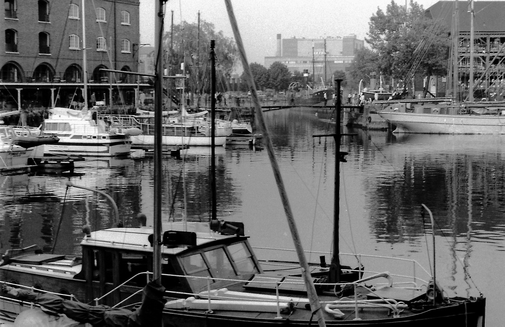Picture entitled St Katharine Docks 1986 from the Wapping Dispute