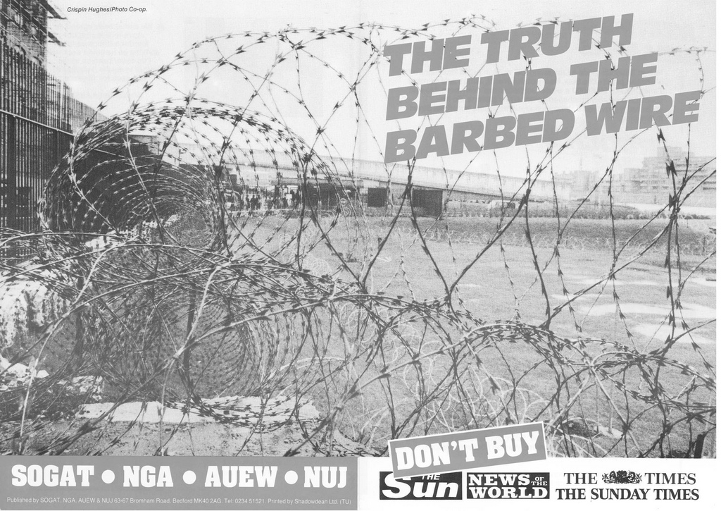 Picture entitled The Truth Behind The Barbed Wire Front from the Wapping Dispute