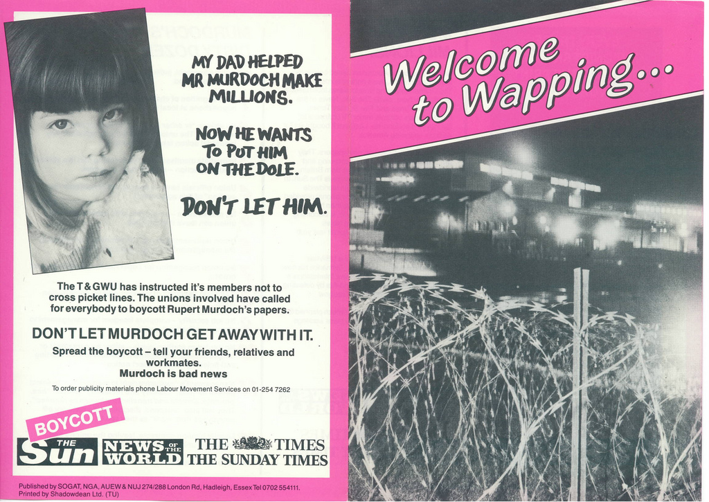 Picture entitled Welcome To Wapping  Front from the Wapping Dispute